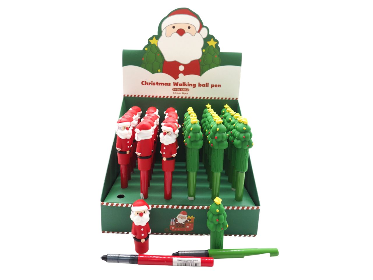 Penna con decoro natalizio di babbo natale o albero