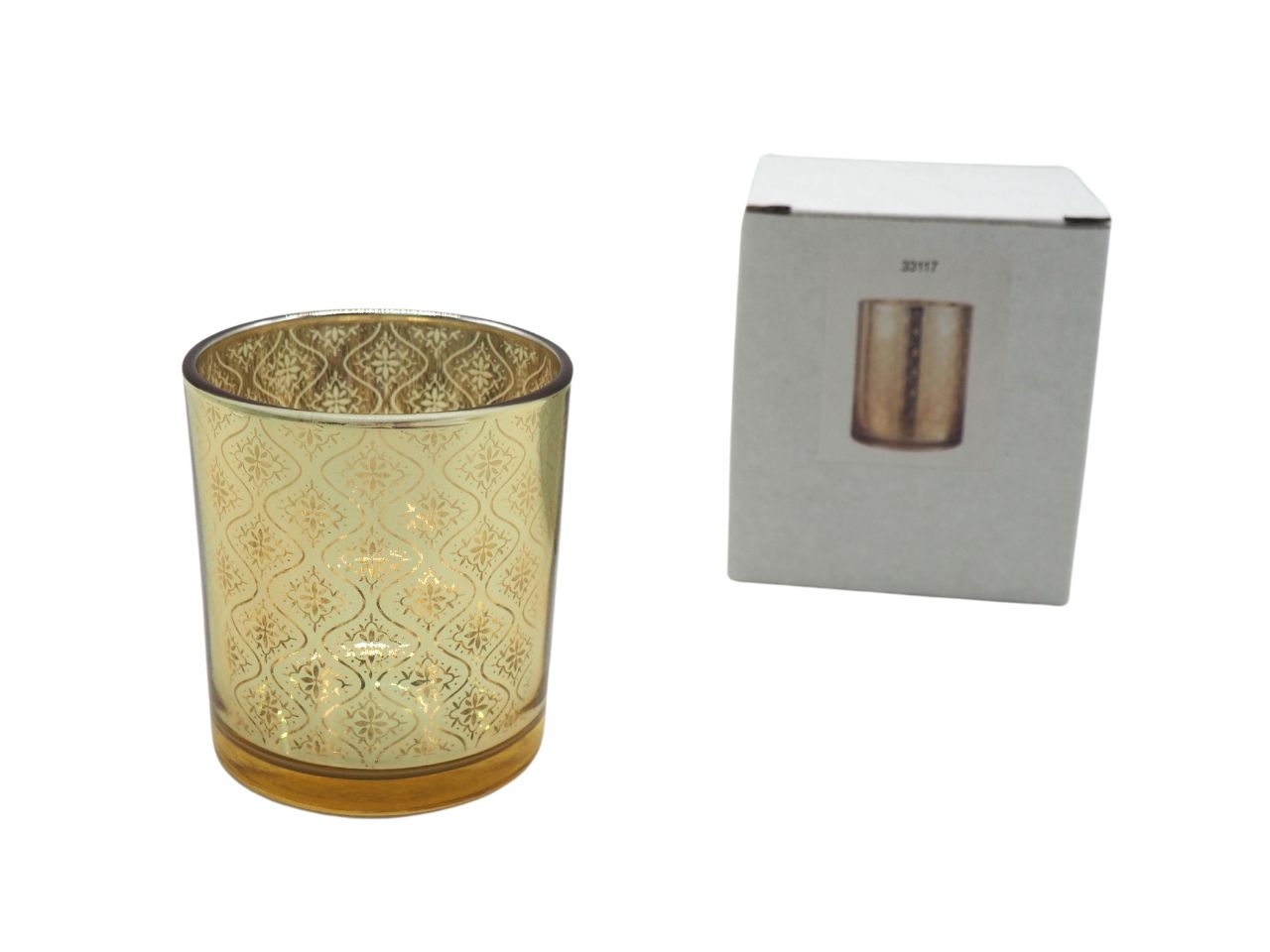 Vaso vetro h.8xd.7.3cm oro con stampa