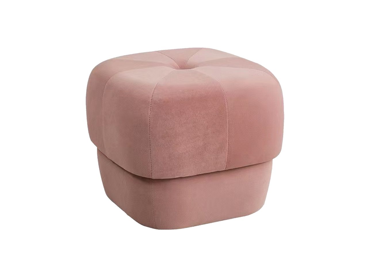 Pouf in velluto liscio h.38x40x40cm colore rosa