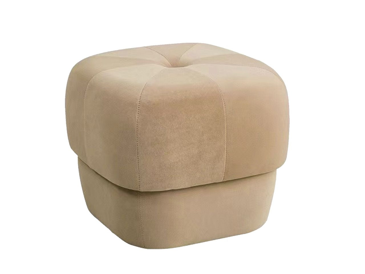 Pouf in velluto liscio h.38x40x40cm colore beige