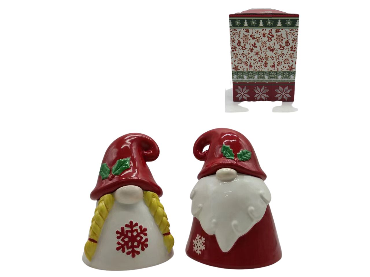 Biscottiera di babbo e mamma natale misura h.19,7xd.14cm in ceramica in 2 assortimenti