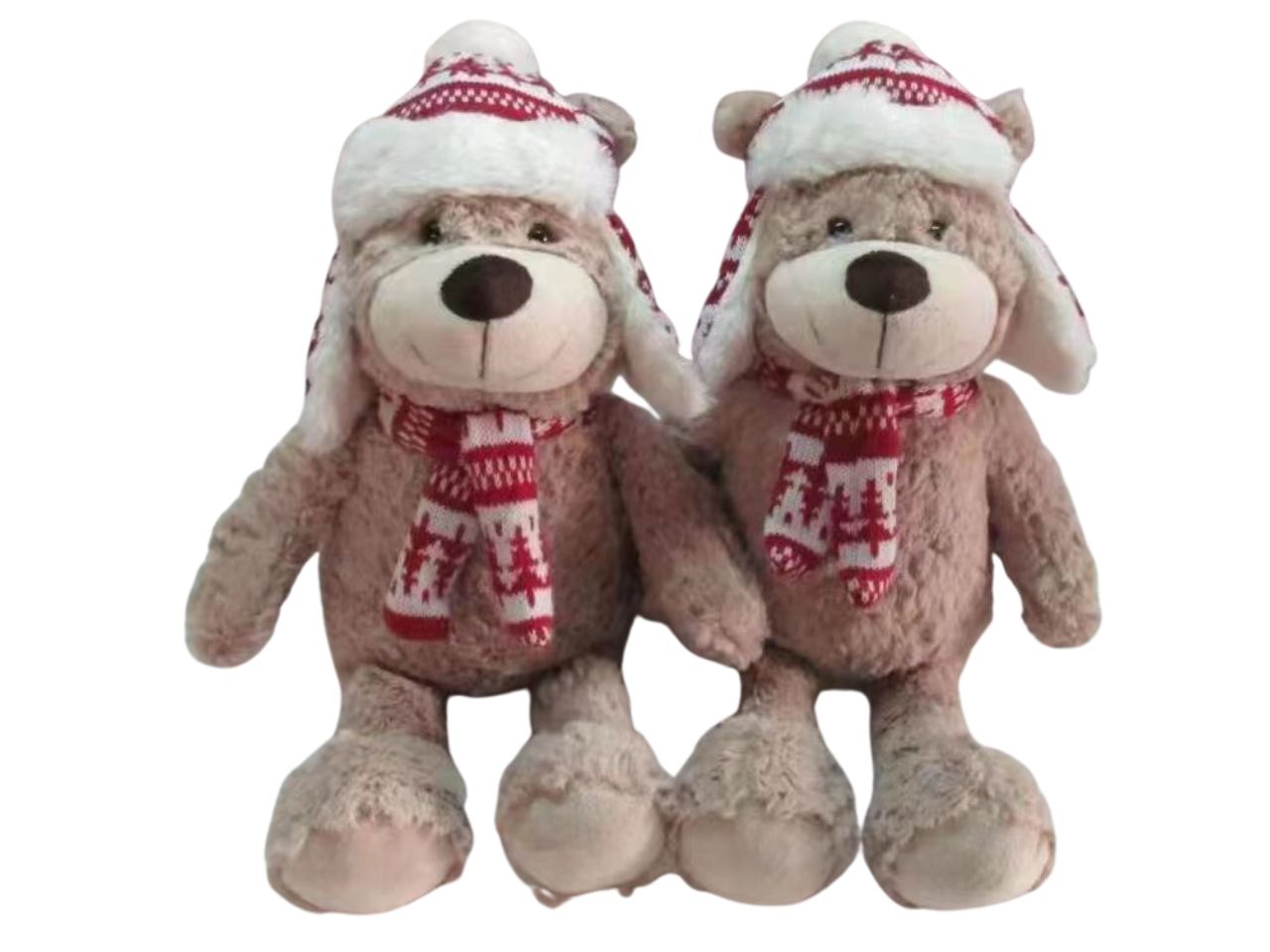 Orso di peluche con cappello e sciarpa natalizio misura 34cm in 2 colori