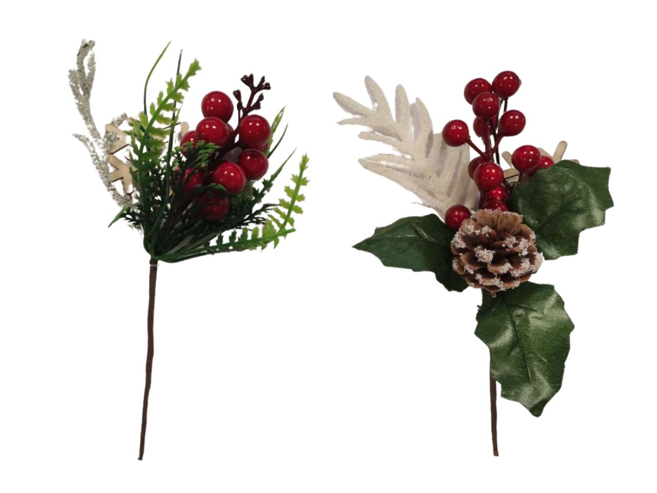 Pick con decorazioni, bacche e ghiaccio misura 22cm in 2 assortimenti