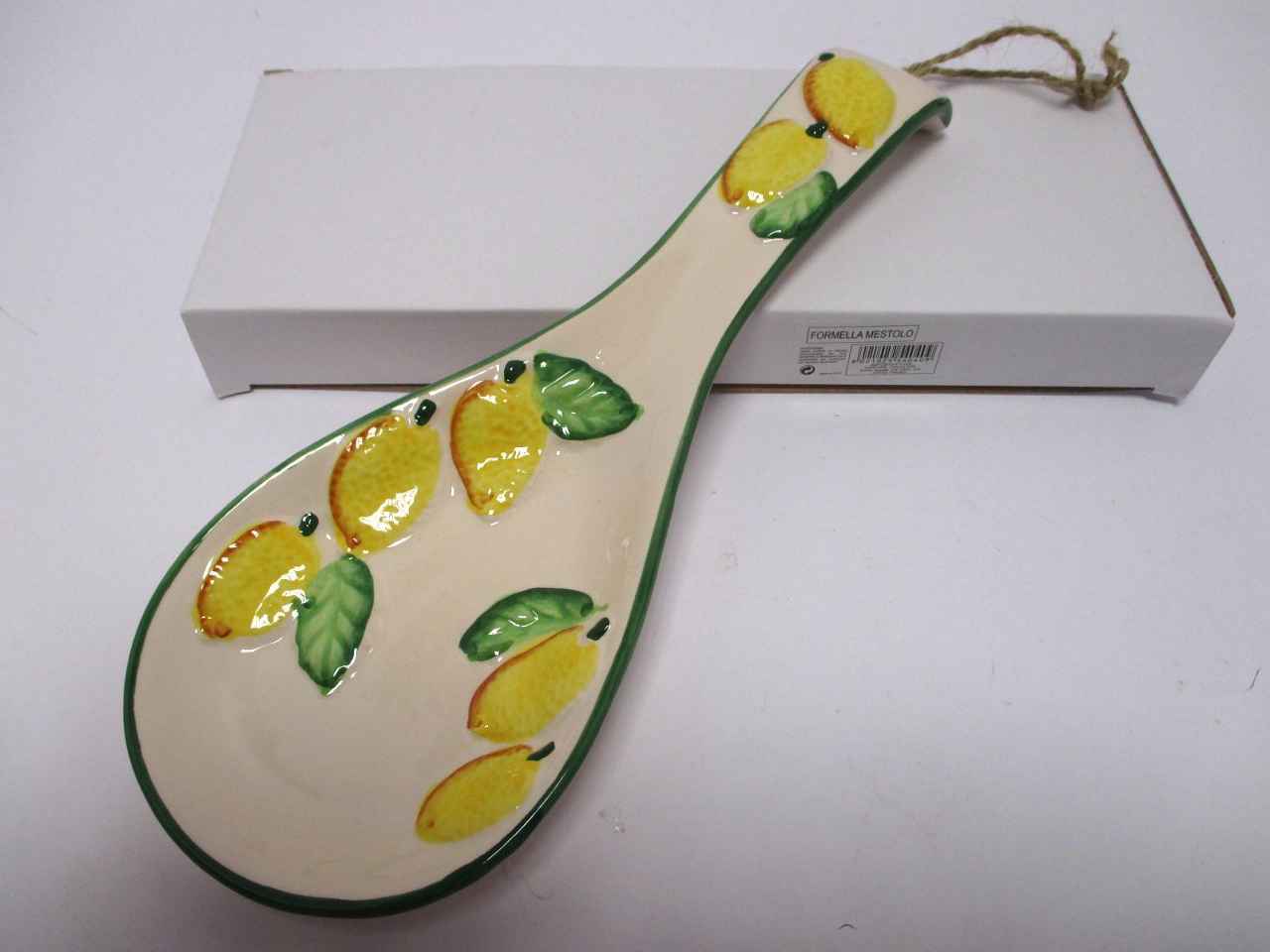 poggiamestoli ovale con decorazione limoni l.28x10,5cmxh3cm