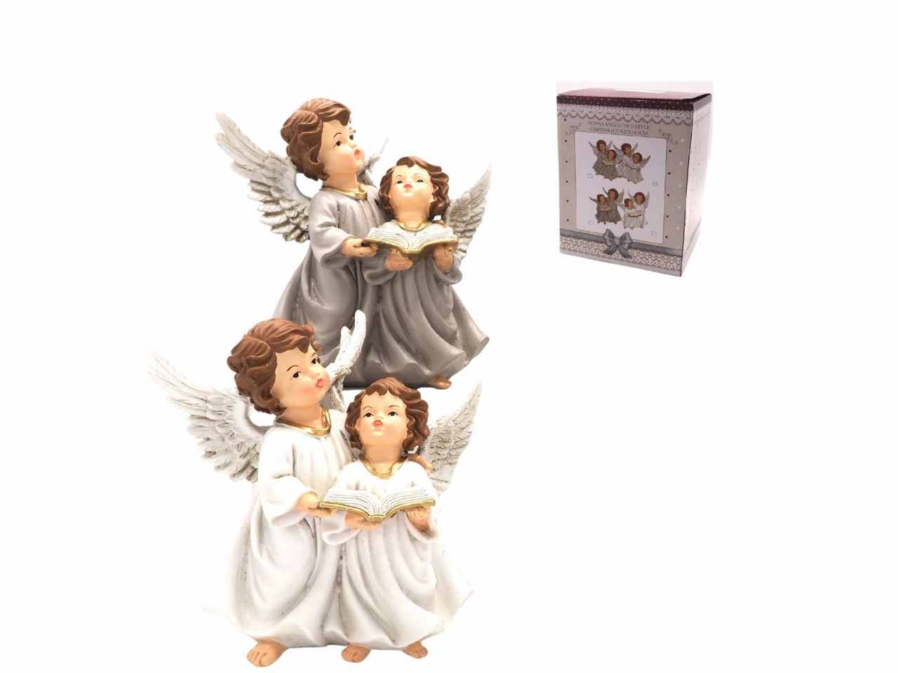 Coppia angeli 'old style' cantori 21x21x14,5cm 2 colori