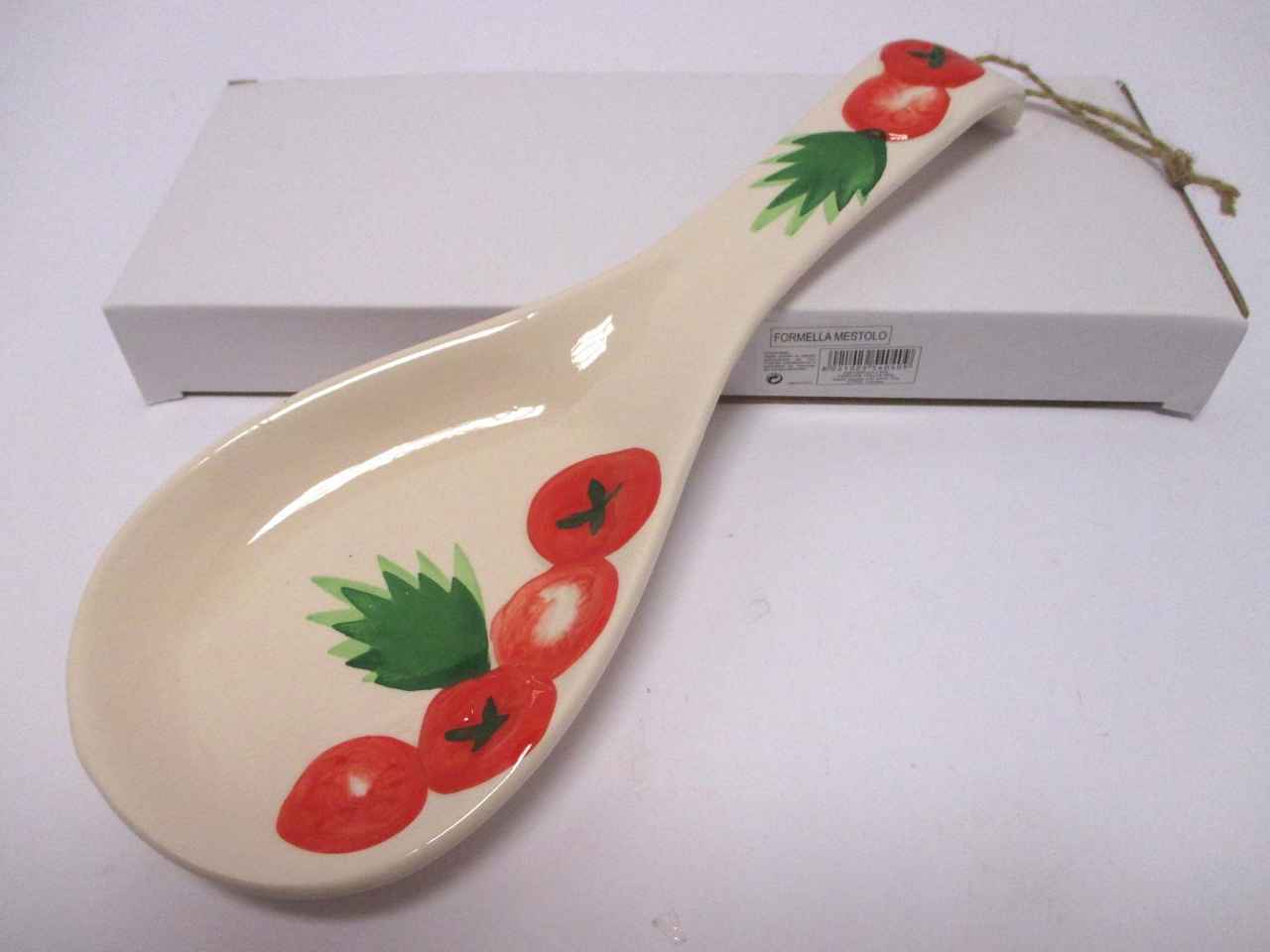 poggiamestoli ovale con decorazione pomodori l.28x10,5cmxh3cm