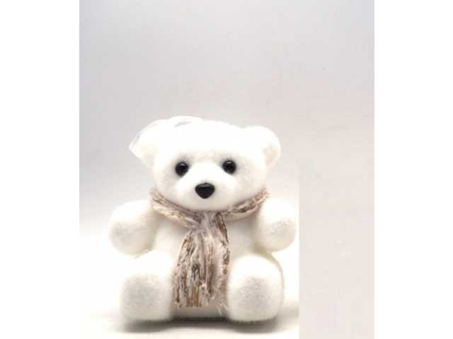 orsetto bianco floccato 15x14cm
