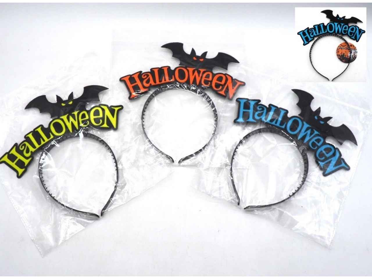 Cerchietto con scritta halloween+pippistrello colori assortiti