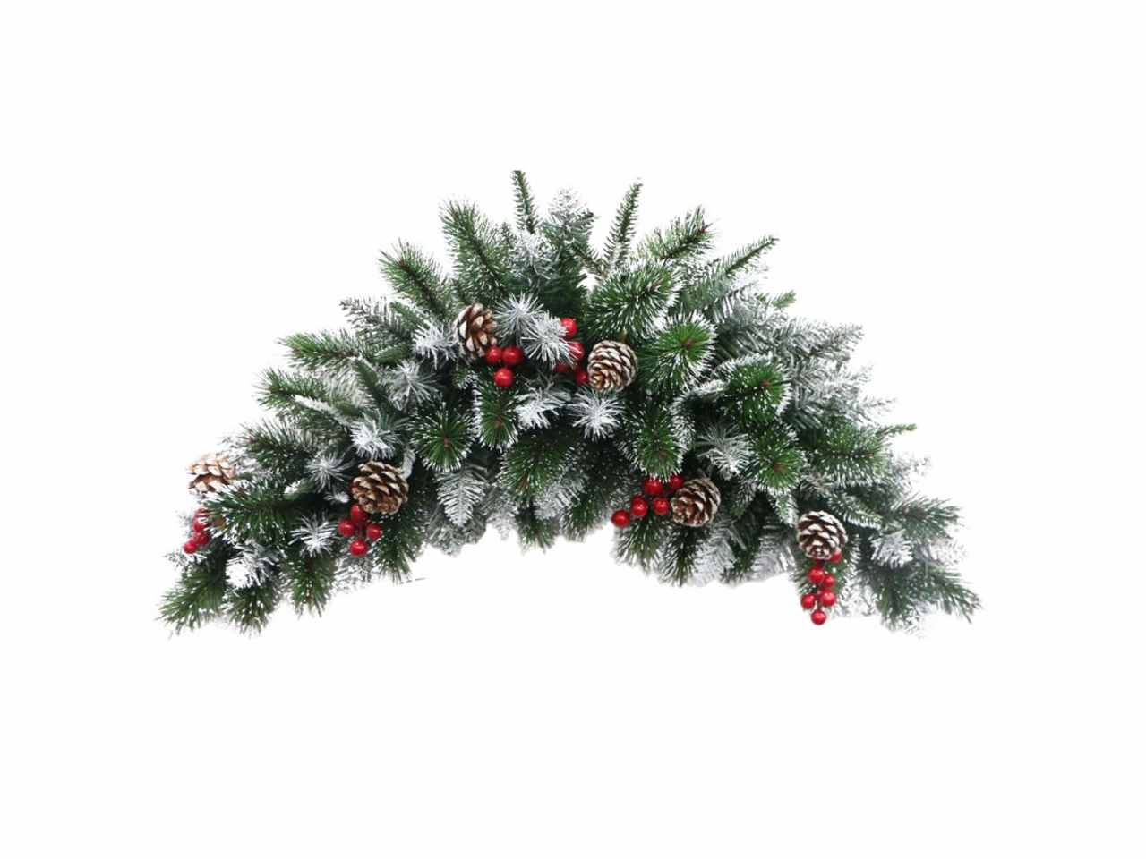 fuori porta pino verde l.70cm 86tips nevato c/bacche rosse