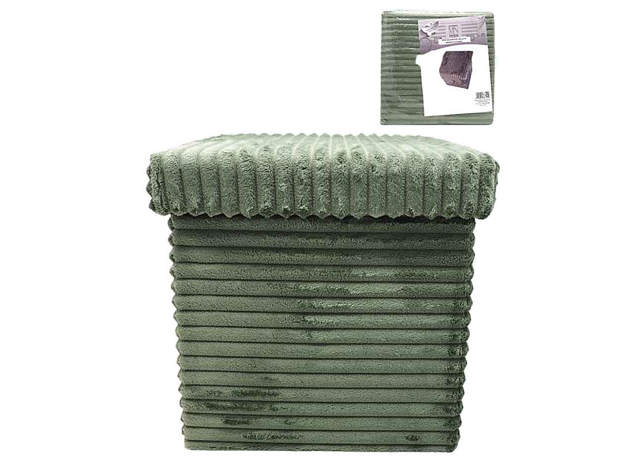Pouf velluto rigato 35x35cm.verde
