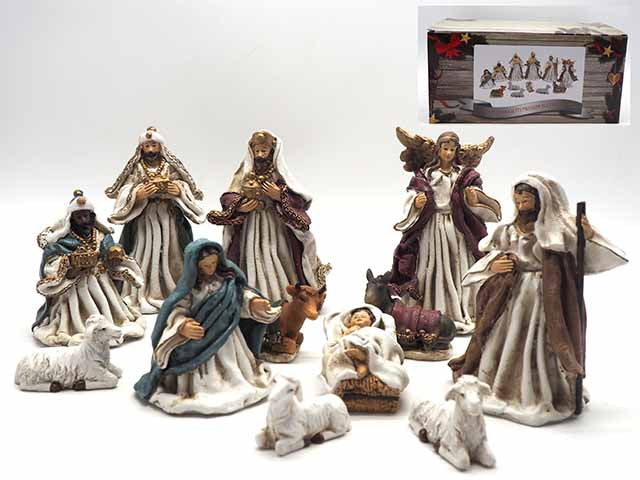 Soggetti presepe 13cm 7,5cm veste t.tessuto col.ta 12 pezzi