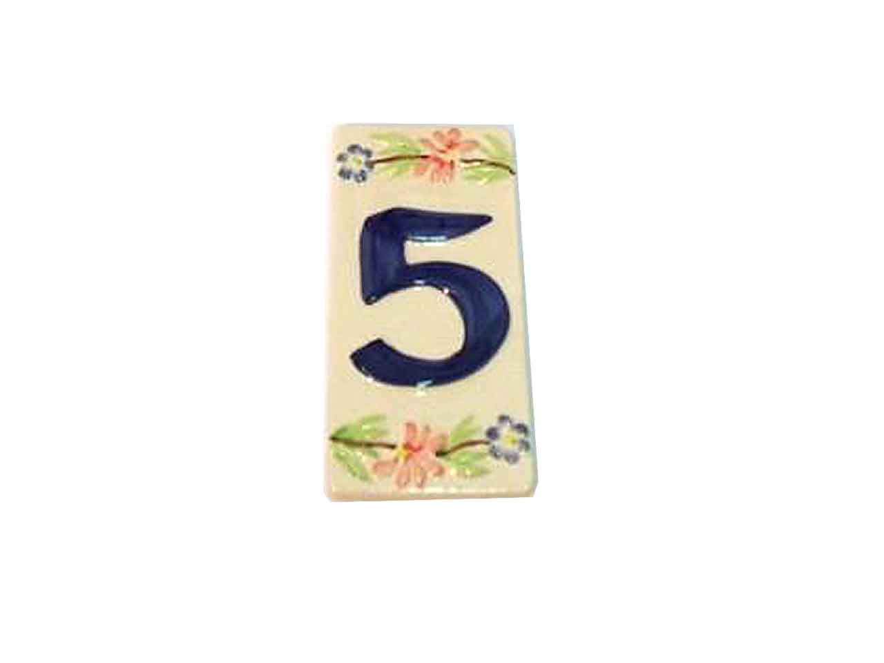 Numero 5 fuori porta rett.h.14,5x6,8cm