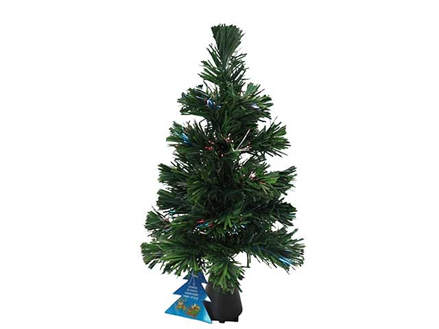 Alberello natalizio con luci con fibre ottiche a batteria 45cm