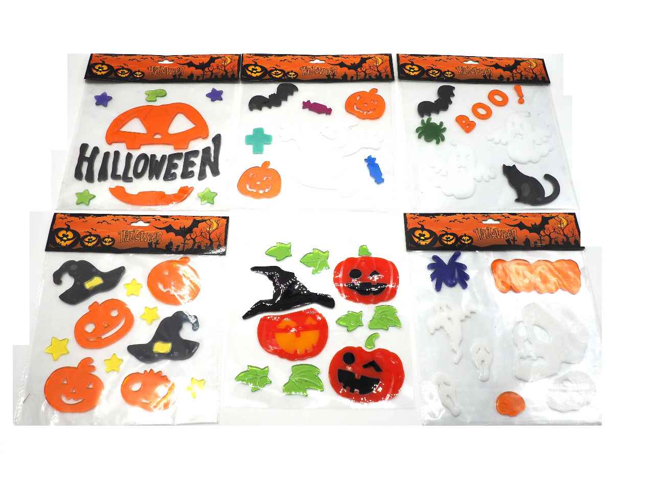 Blister 20,5xh.26cm con applicazioni gel disegni halloween