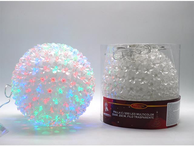 Sfera con 200 led multicolor d25cm
