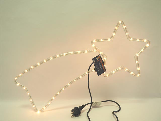 Stella cometa con 48 led bianche da interno h.27x68cm 2mt tubo 1,5mt filo