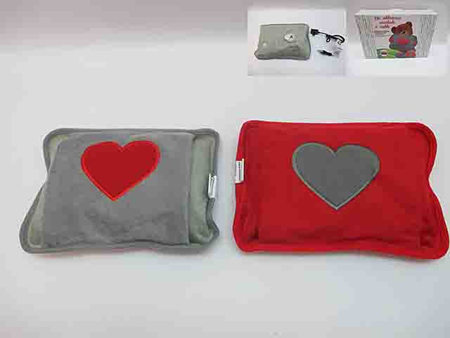 borsa acqua calda elettrica con cuore rossa grigio