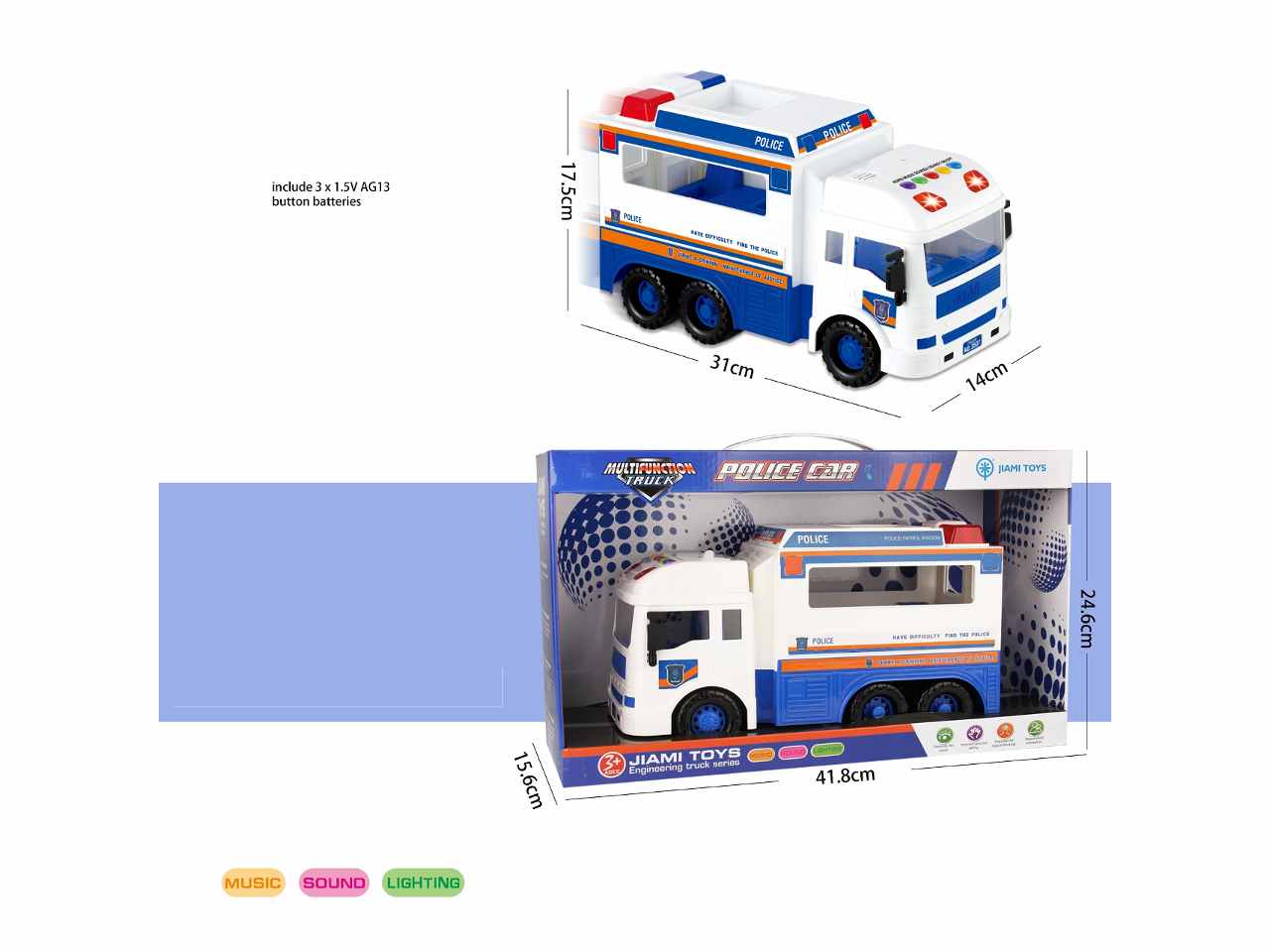Camion polizia luce e suono 42x25
