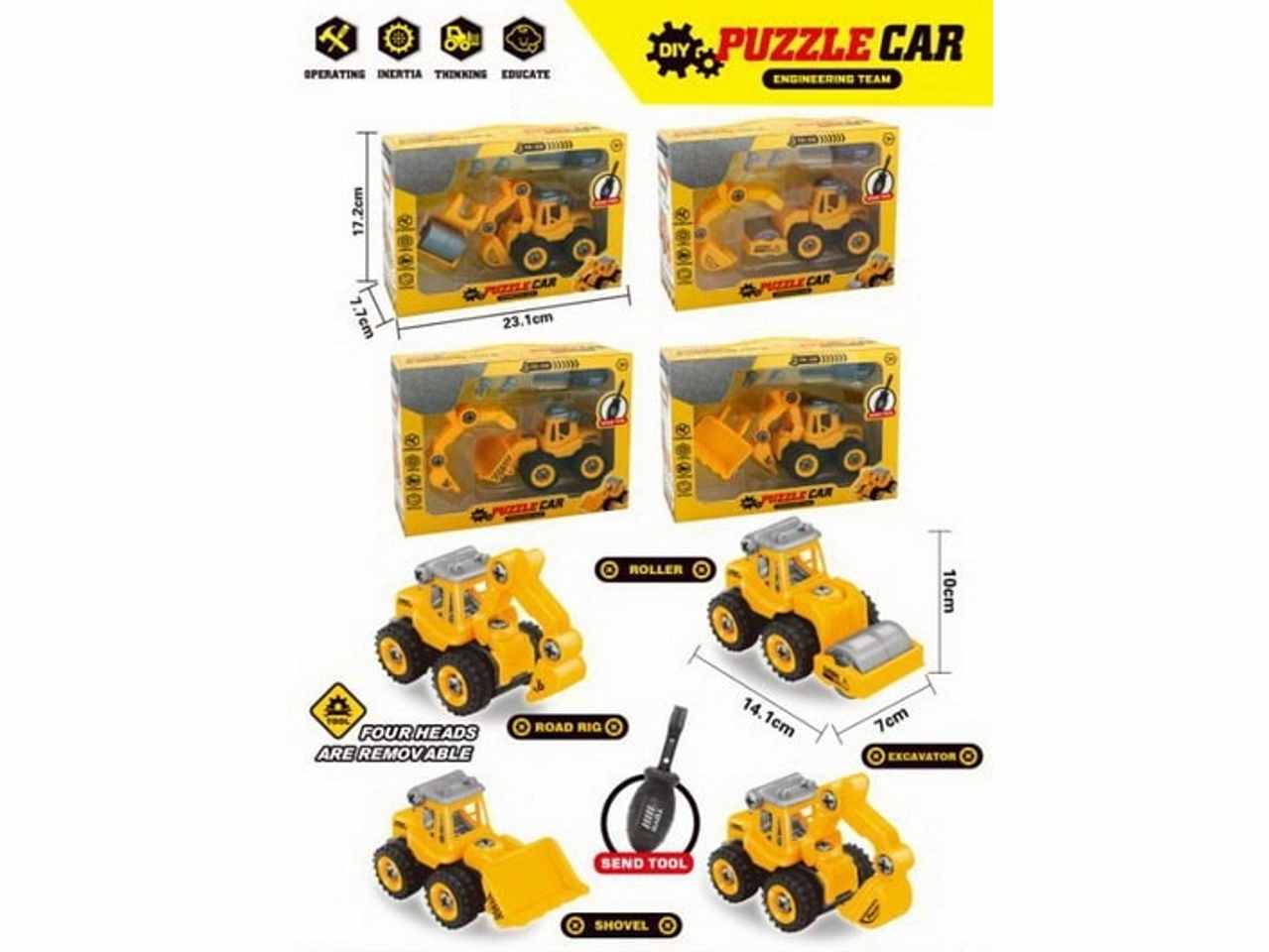 Veicolo da lavoro da assemblare puzzle car 23x17,5cm