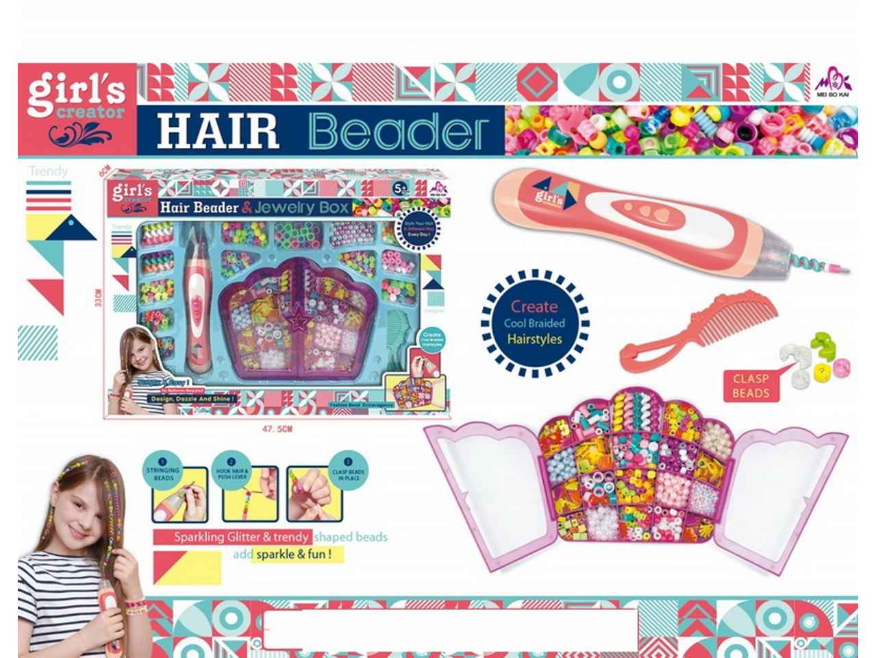 Set perline per capelli 47.5x33x6cm