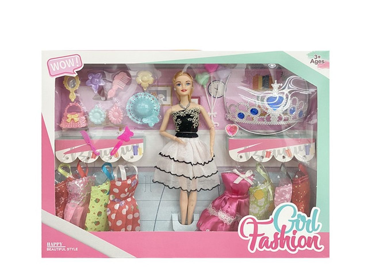 Bambola con accessori girl fashion misura 42x32cm
