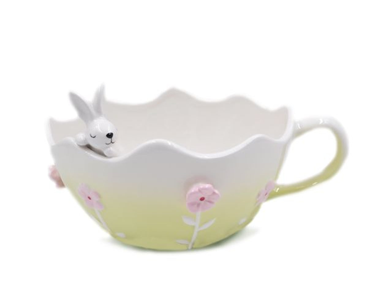 Cestino in ceramica colore verde misura 24x14x8cm