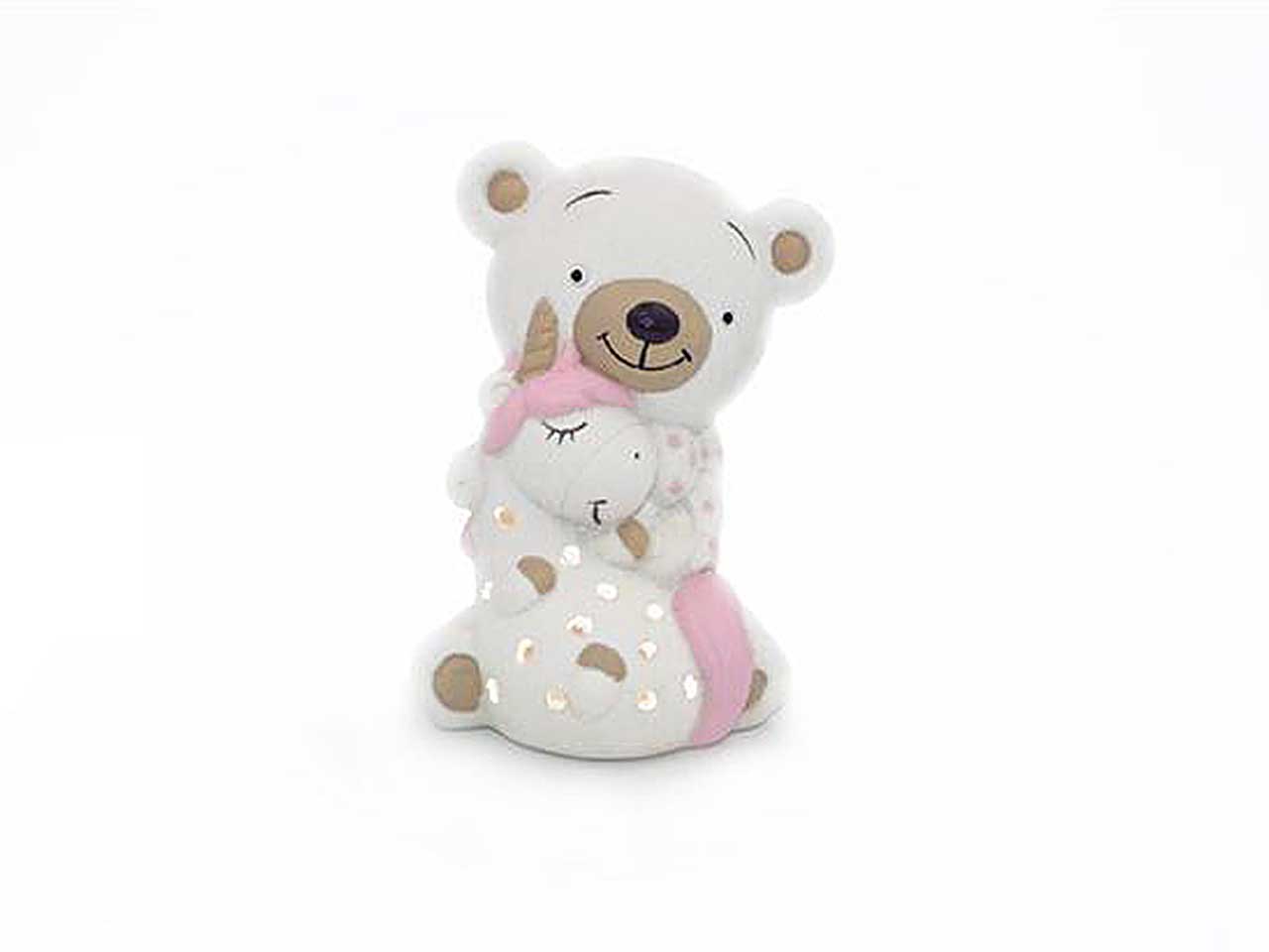 orsetto ceramica rosa c/luce 21007r