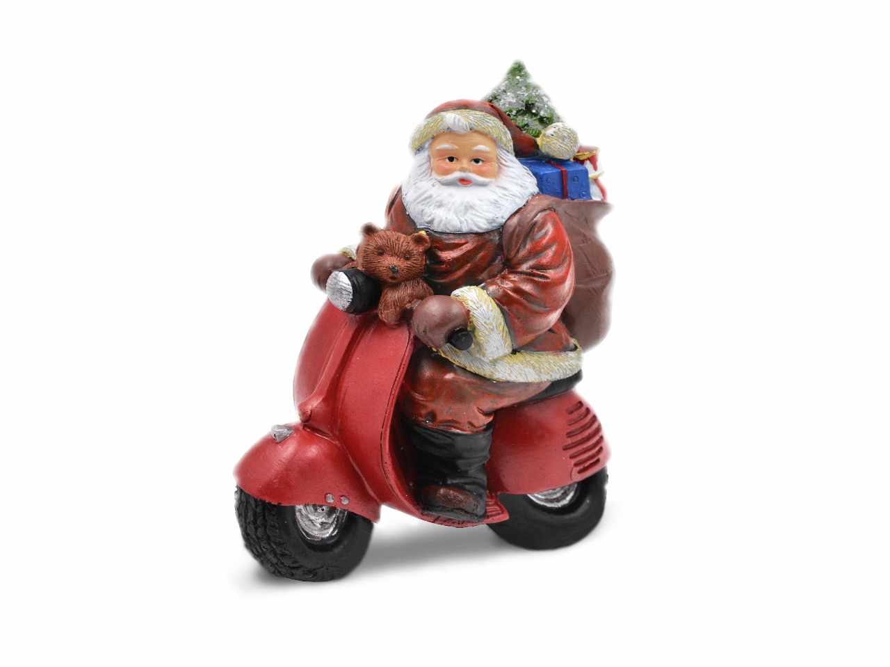 Babbo natale 18cm con moto in resina