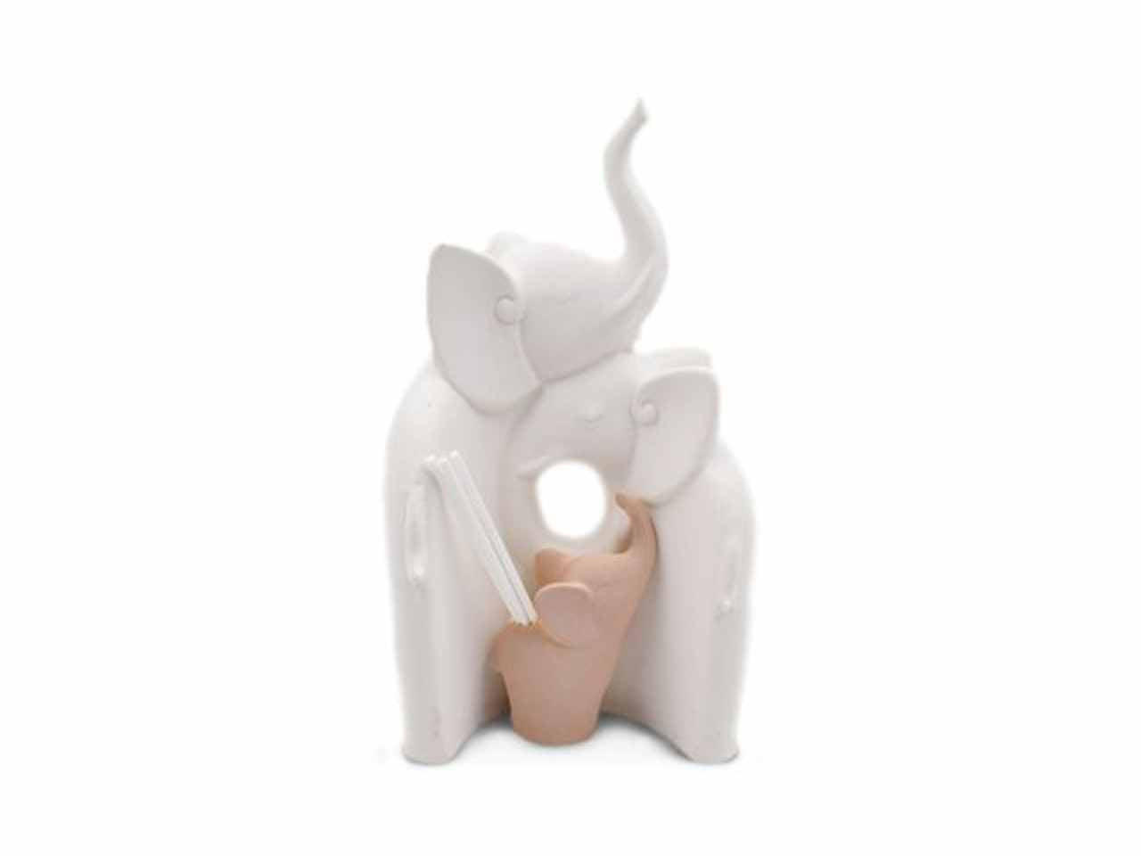 Profumatore coppia di elefanti con cucciolo in ceramica 24cm
