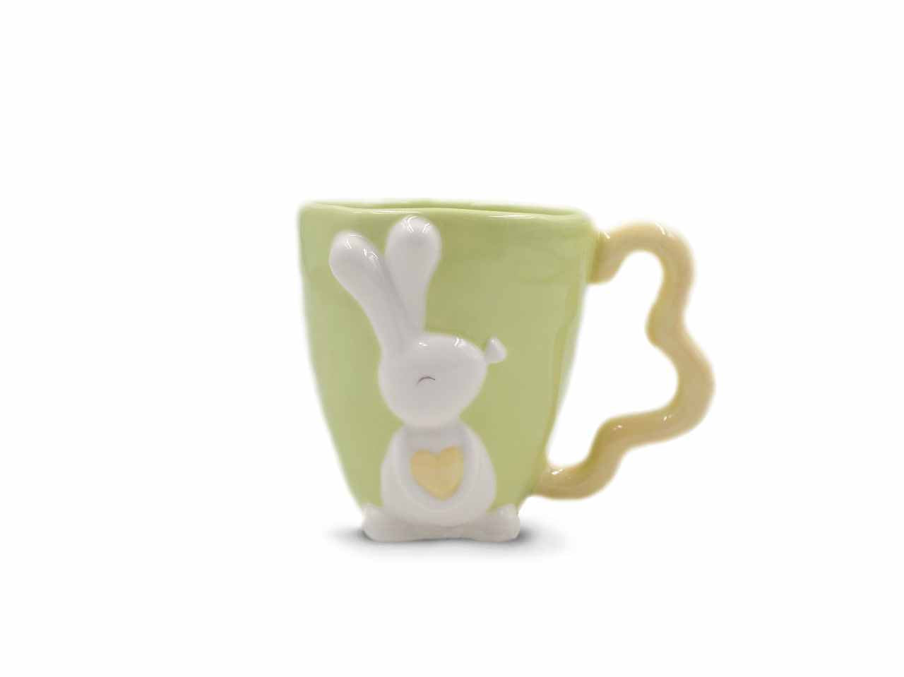 Tazza con figura coniglio in ceramica 15cm