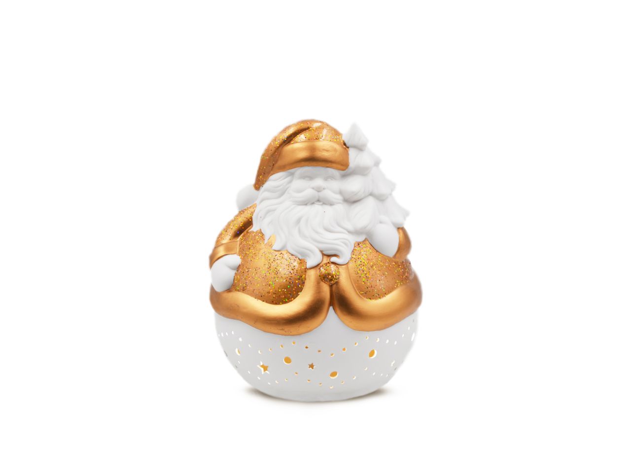 Babbo natale in ceramica con luce misura 14x18cm