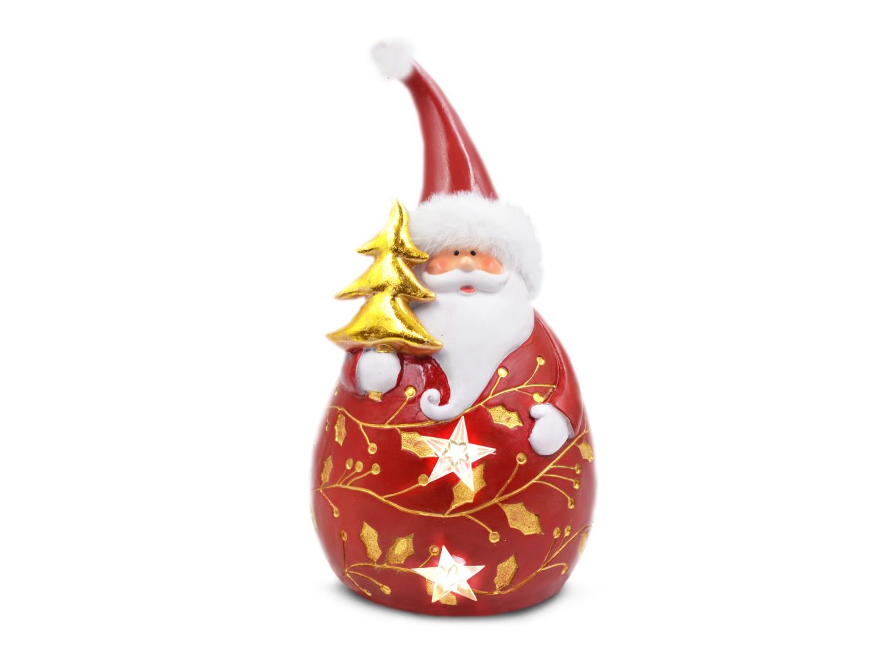 Babbo natale in resina con luce misura 25cm