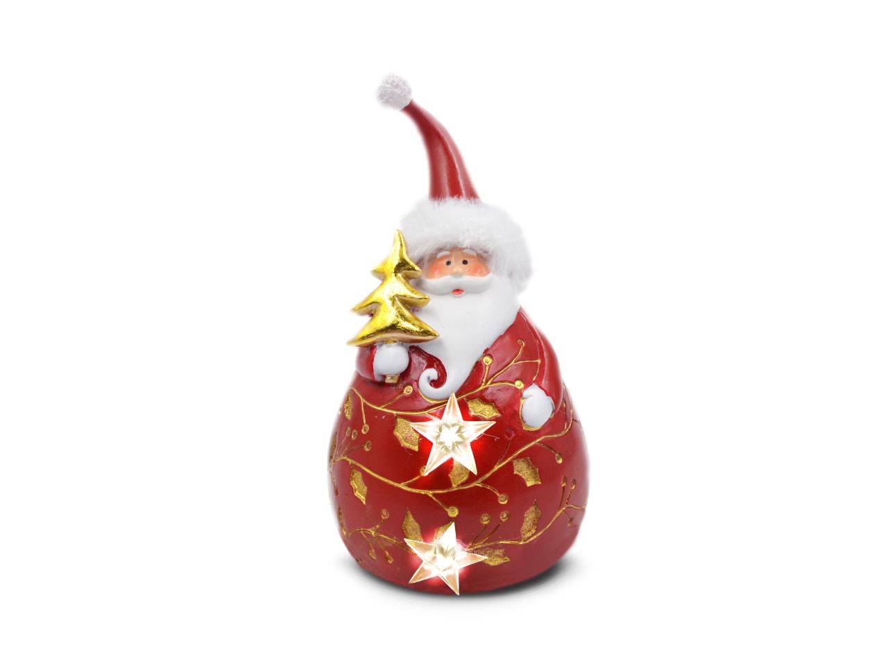 Babbo natale in resina con luce misura 19cm