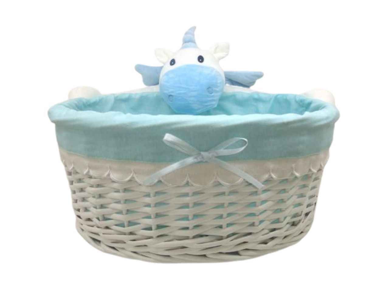 cesto ovale piccolo con unicorno celeste