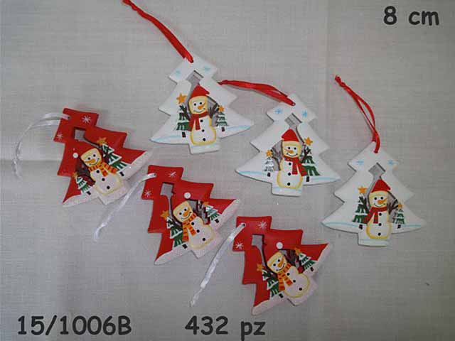 Pendente natalizio albero 8cm - 6 pezzi