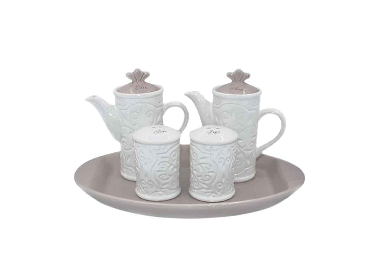 set olio aceto tappo ecru 82100