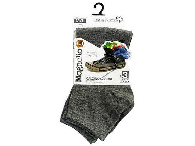 Calzino casual 3 pezzi grigio s/m cal4091a