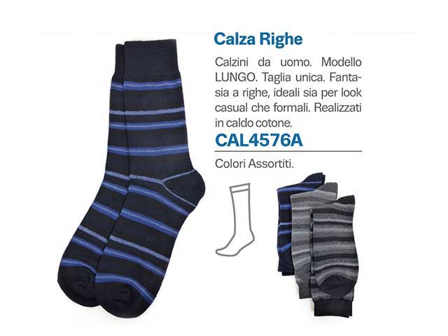 Calza uomo 3 pezzi righe lunga cal4576a