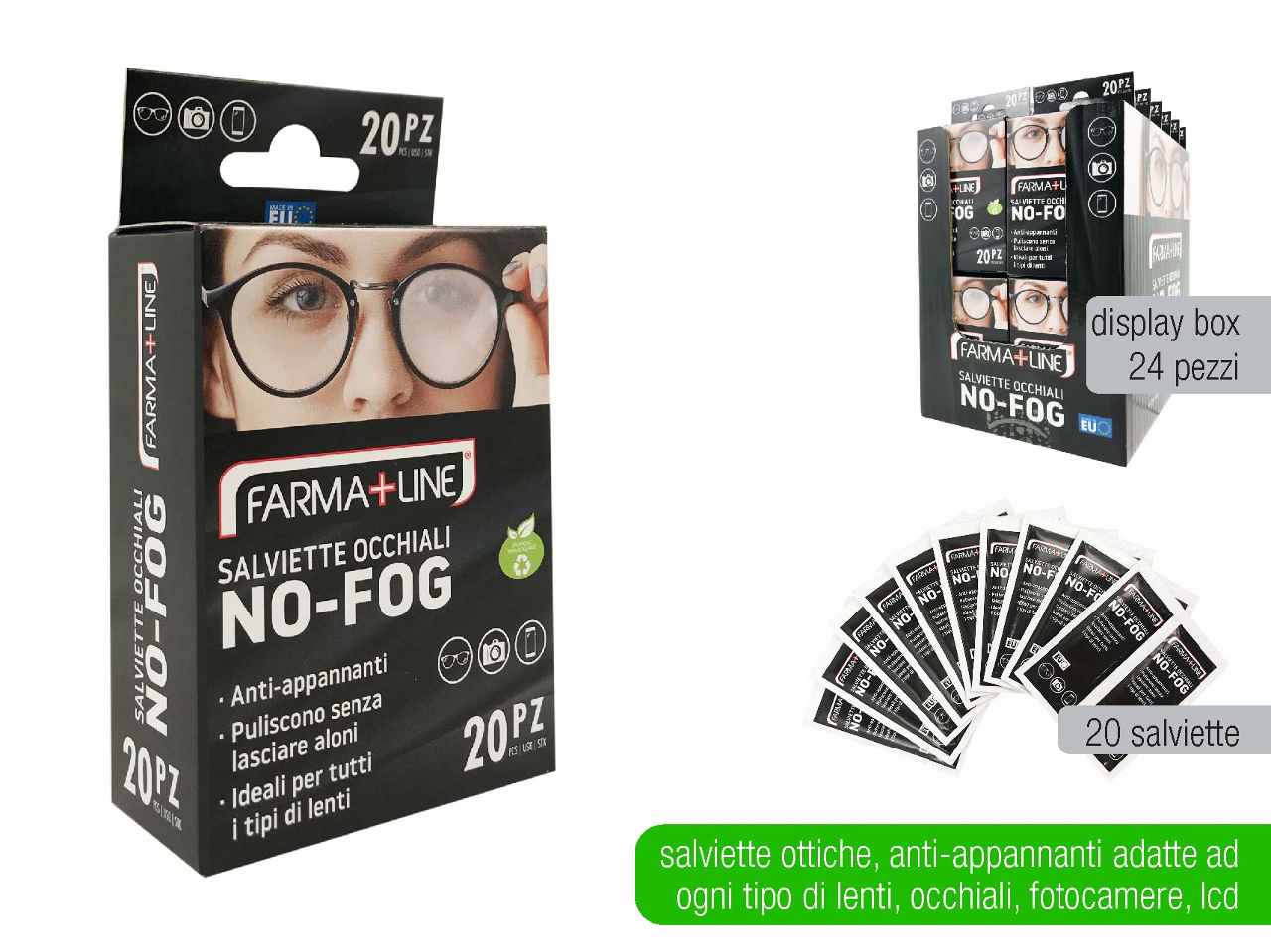 Salviette no frost per occhiali 20pz