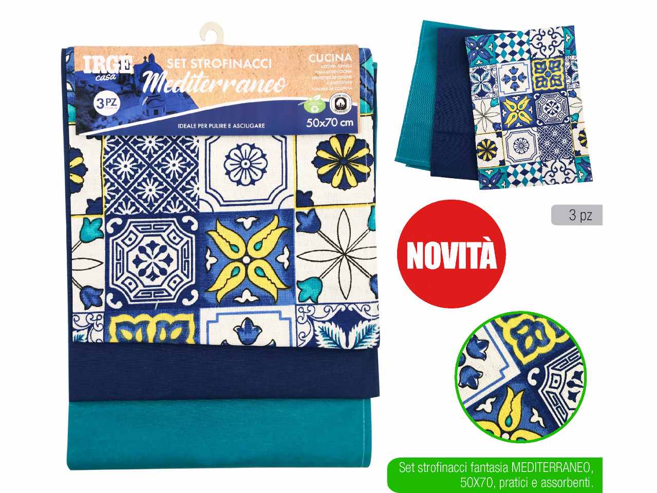 L.mediterraneo strofinaccio 50x70 3 pezzi str5189a