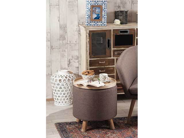 pouf in tessuto marrone con vass.44xh46cm 48914