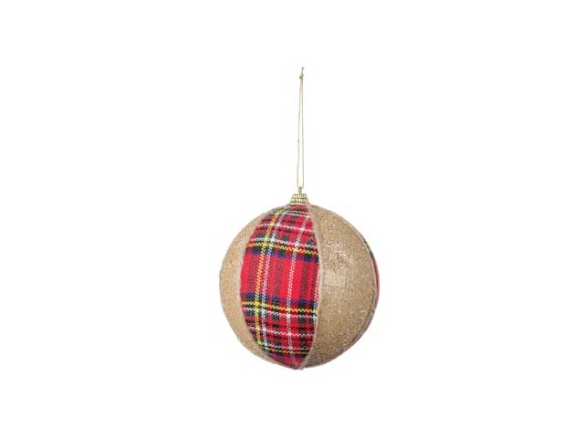 sfera dorata e rossa in plastica d12cm  63050