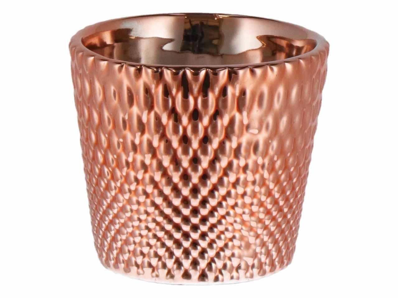 Vaso in ceramica natalizio d.8xh6cm nei colori oro argento e rosa