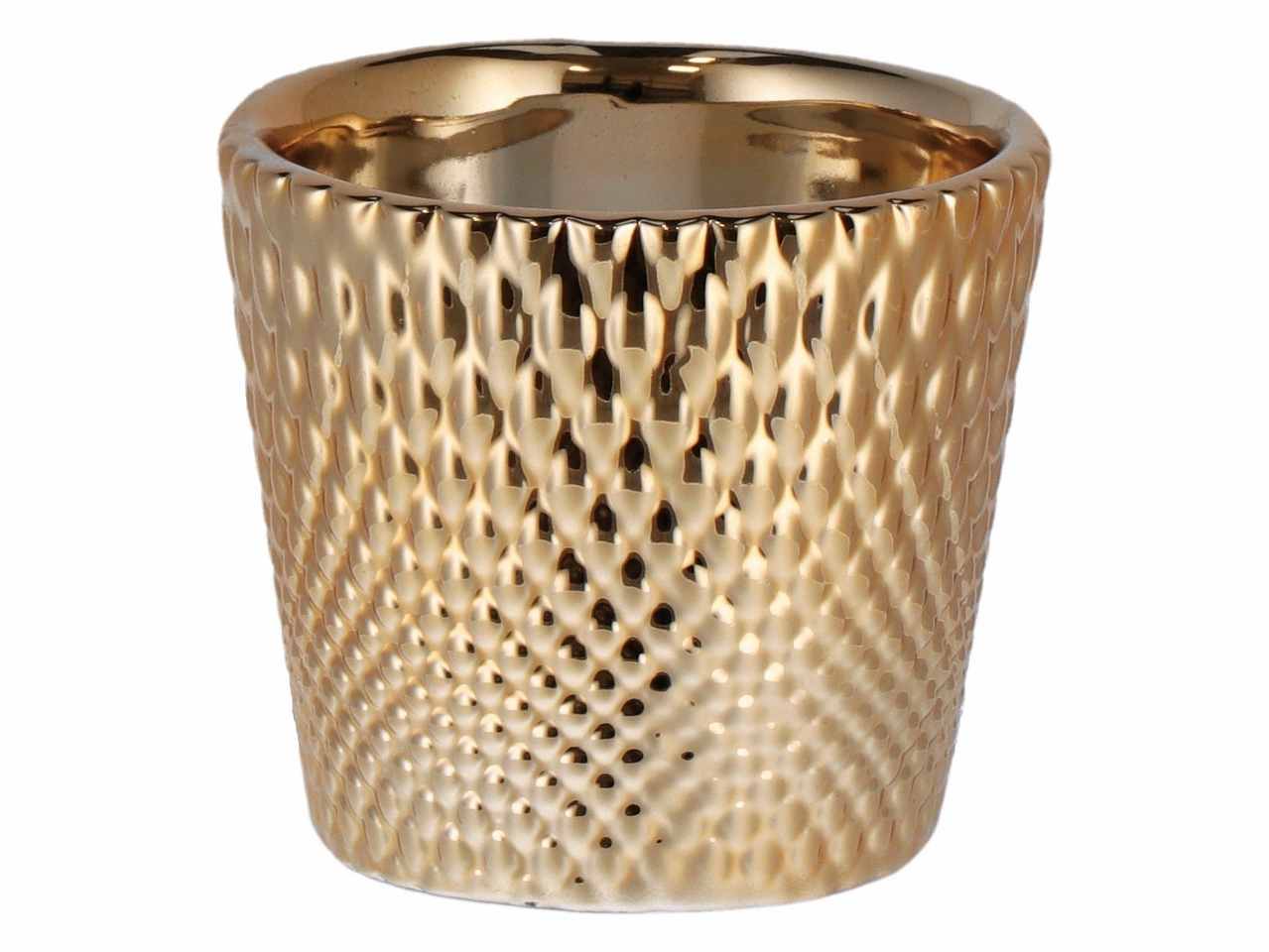 Vaso in ceramica natalizio d.8xh6cm nei colori oro argento e rosa