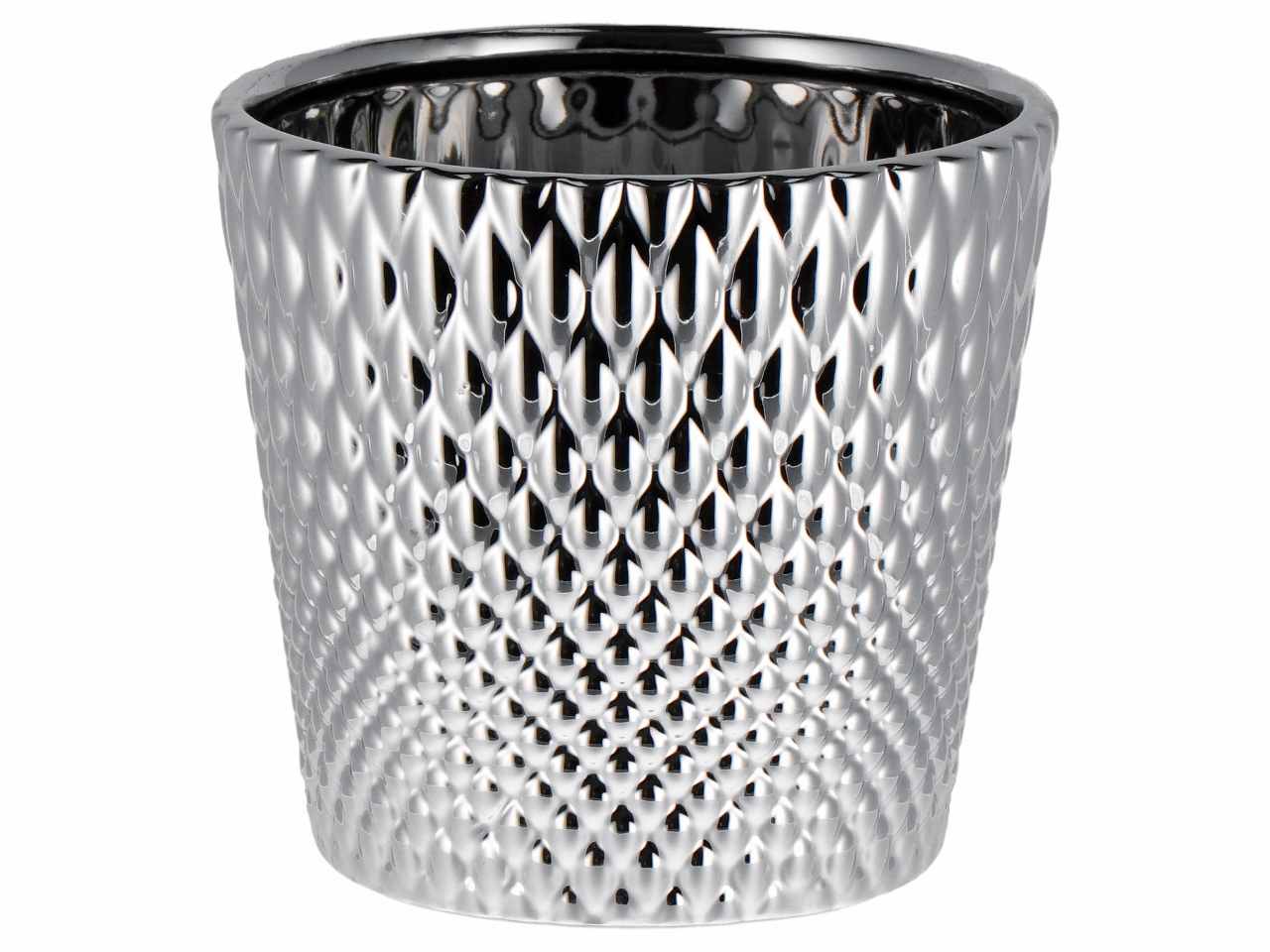Vaso ceramica natalizio d.12xh11 nei colori oro argento e rosa