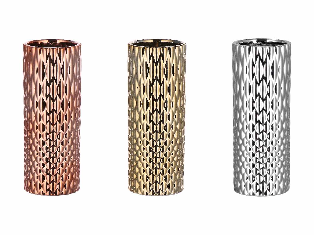Vaso ceramica natalizio d.9xh23cm nei colori oro argento e rosa