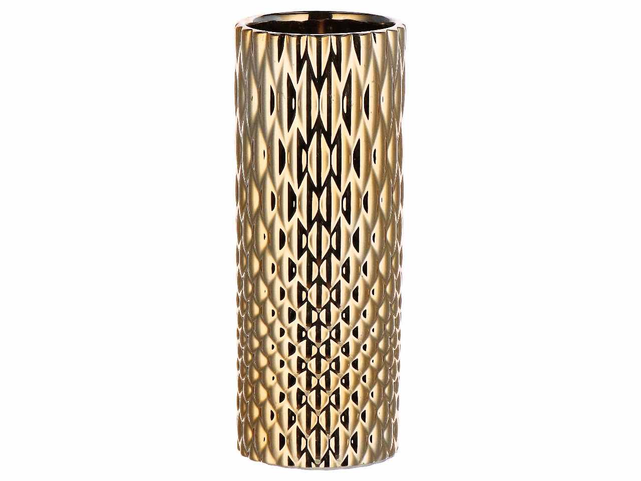 Vaso ceramica natalizio d.9xh23cm nei colori oro argento e rosa