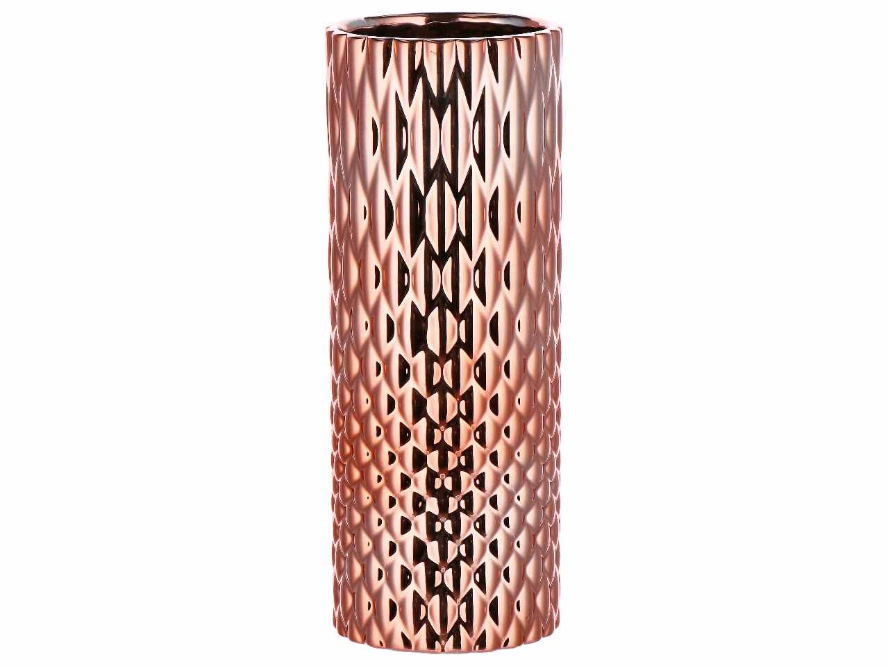 Vaso ceramica natalizio d.12xh28cm nei colori oro argento e rosa