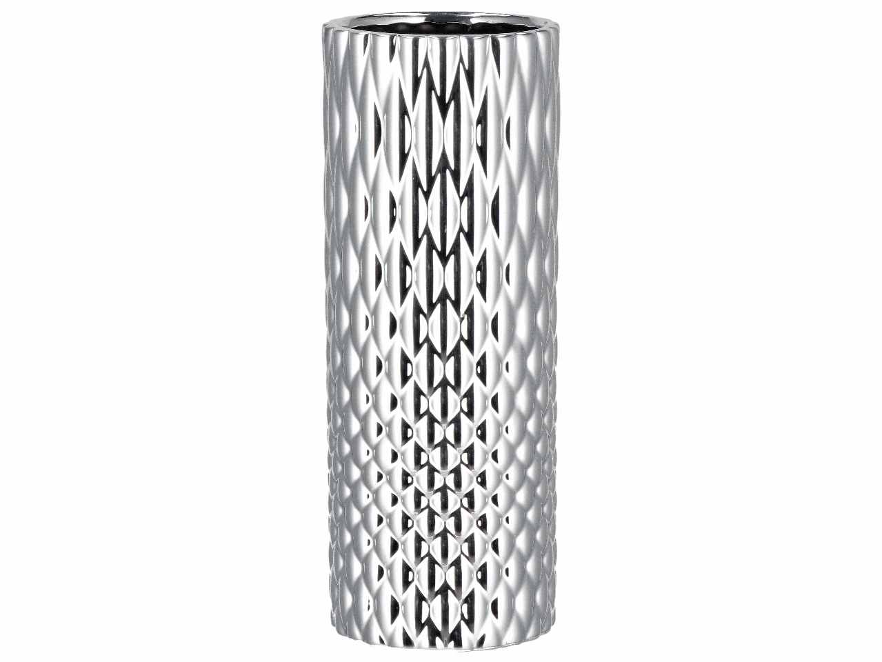 Vaso ceramica natalizio d.12xh28cm nei colori oro argento e rosa