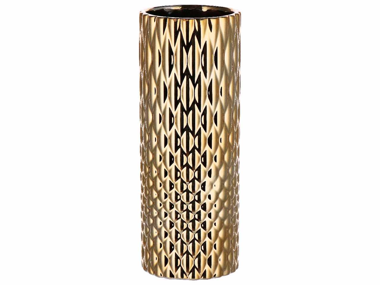 Vaso ceramica natalizio d.12xh28cm nei colori oro argento e rosa